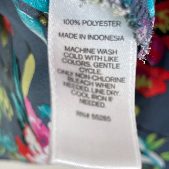 Express Womens XS Floral Button Up Blouse Roll Tab Sleeve Top - Picture 4 of 7